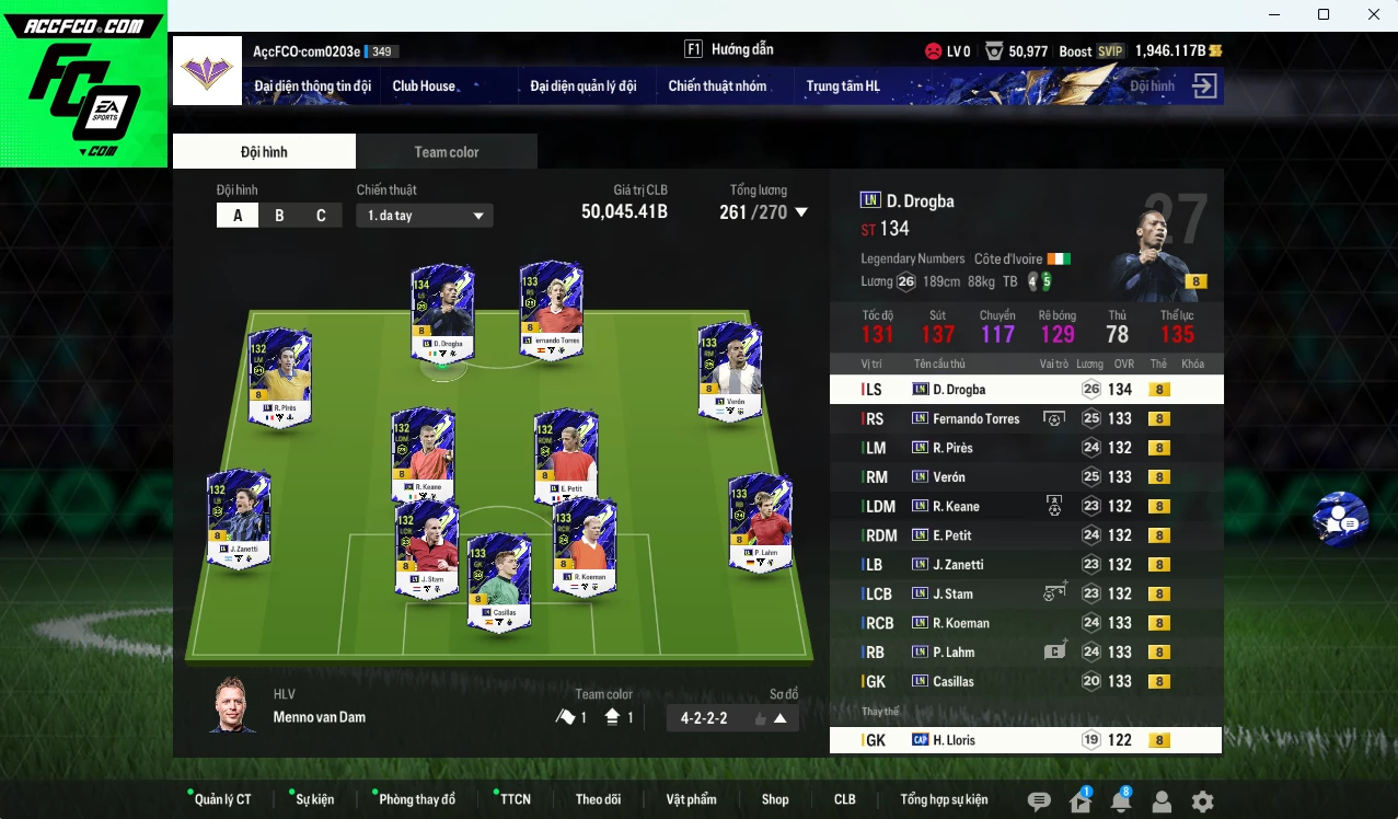 Ảnh Full mùa LN+8 50.040b có Drogba, Torres, Casillas, Verón, Koeman, Lahm, Petit, Stam, Keane, Zanetti, Pirès LN+8 dư 1900b